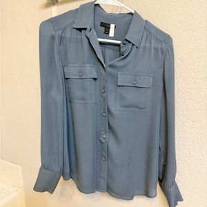 J. Crew Slate Blue Blythe Silk Blouse